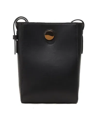 Fabiana Filippi Leather Mini Bag With Eclipse Buckle In Black