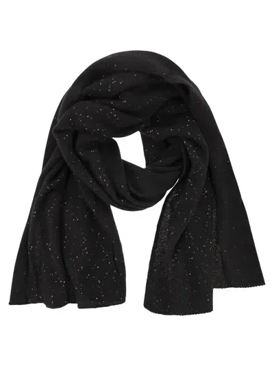 Fabiana Filippi Scarf With Micro Sequins In Black