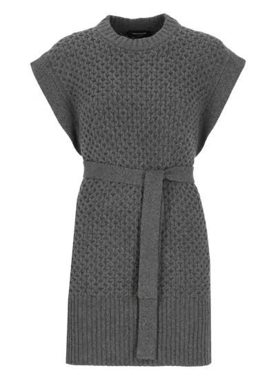 Fabiana Filippi Tied Waist Knit Vest In Grey