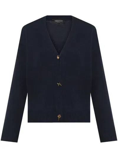 Fabiana Filippi V-neck Cashmere Cardigan In Blu Inchiostro