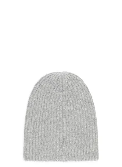 Fabiana Filippi Wool And Silk Blend Beanie In Grey