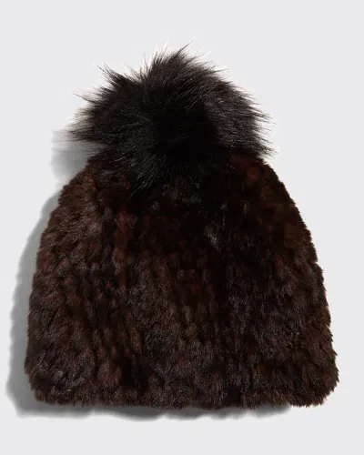 Fabulous Furs Knitted Faux Fur Beanie In Whiskey