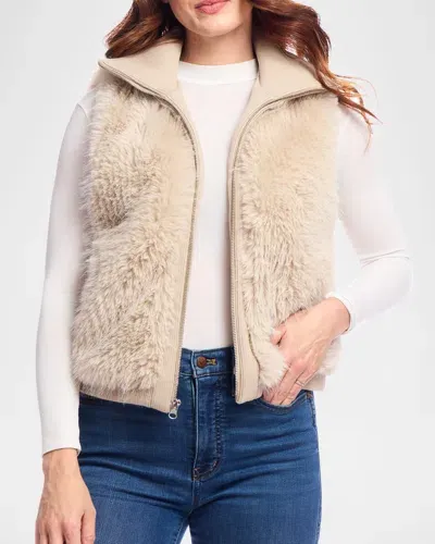 Fabulous Furs Parkside Zip Faux Fur Vest In Champagne