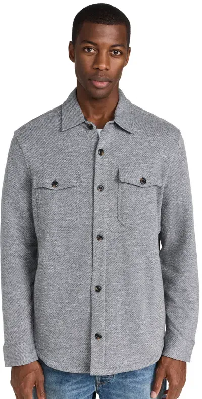 Faherty Inlet Knit Shirt Jacket Medium Grey Melange