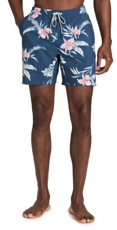 Faherty Shorelite Trunks Navy Island Orchid