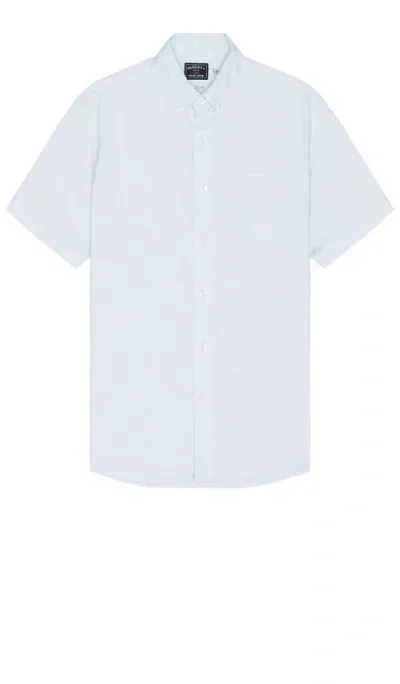 Faherty Short Sleeve Supima Oxford Shirt In Blue Heather