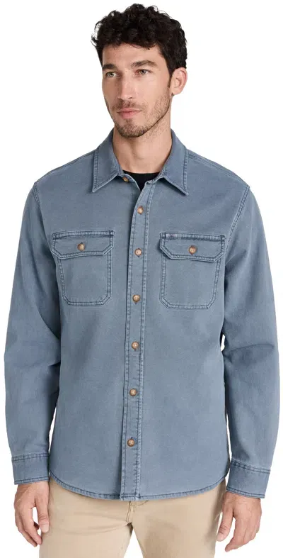 Faherty Sunwashed Shirt Jacket In Petrol Blue