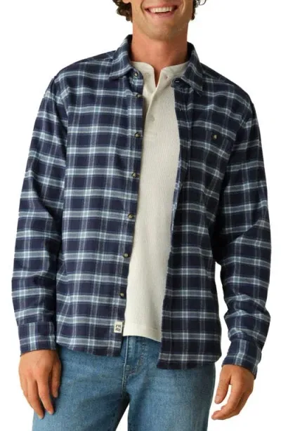 Fair Harbor Seaside Stretch Flannel Button-up Shirt In Cloudy Blue Plaid