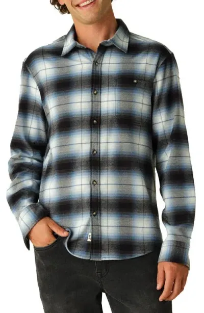 Fair Harbor Seaside Stretch Flannel Button-up Shirt In Smooth Blue Plaid