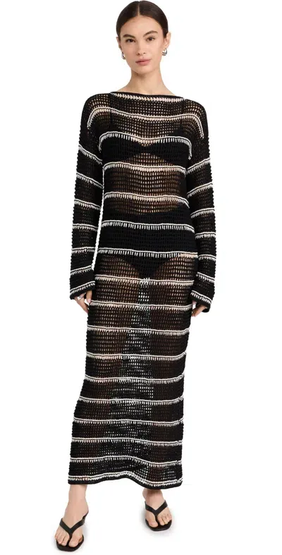 Faithfull The Brand Jesolo Crochet Dress Black/off White