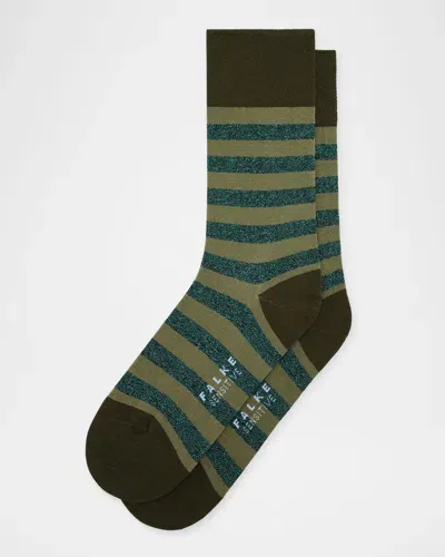 Falke Mapped Line Cotton Blend Mid Calf Socks In Clay