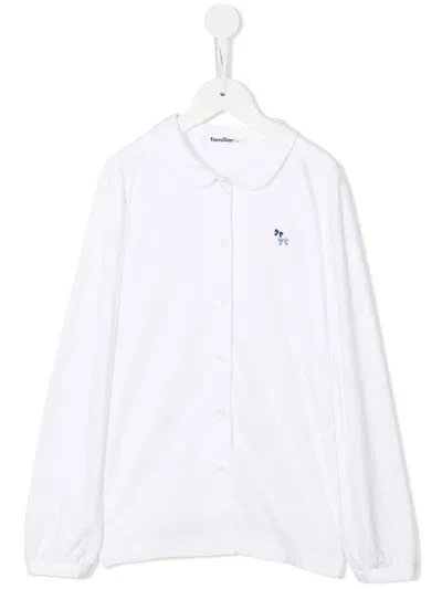 Familiar Kids' Bow-embroidered Shirt In White