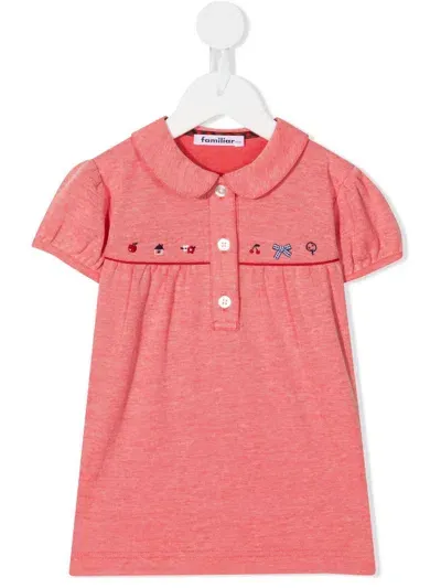 Familiar Kids' Embroidered-pattern Detail Polo Shirt In Red