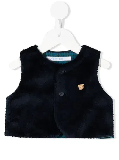 Familiar Babies' Embroidered-teddy-bear Waistcoat In Blue