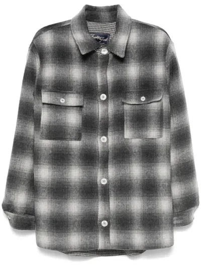 Family First Check-pattern Jacket In Grey