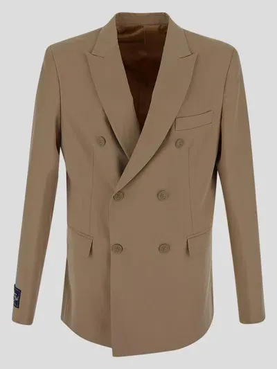 Family First Double-breasted Jacket In Beige