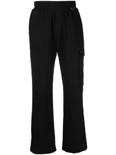 Family First Elasticated-waist Ring-detail Trousers In Black