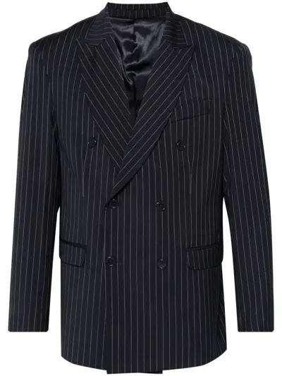 Family First Pinstriped Blazer In Blue