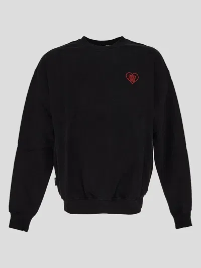 Family First Sweatshirt With Heart Embroidery In Black