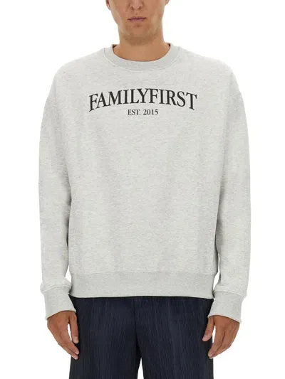 Family First Sweatshirt With Logo In Grey