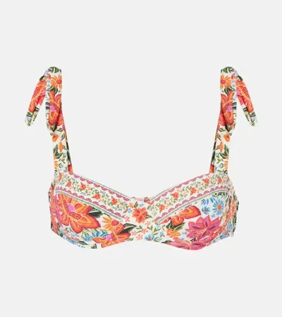 Farm Rio Floral Bikini Top In Multicoloured