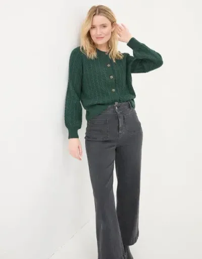 Fatface Chloe Cable Cardigan In Green