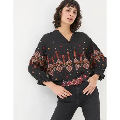 Fatface Elana Embroidered Blouse In Black