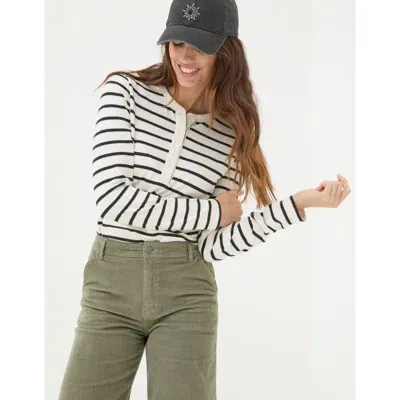 Fatface Hettie Stripe Henley Top In Ivory