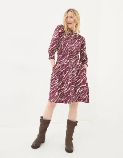 Fatface Krishan Wild Terrain Jersey Dress In Dark Red