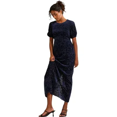 Fatface Nora Burnout Midi Dress In Navy