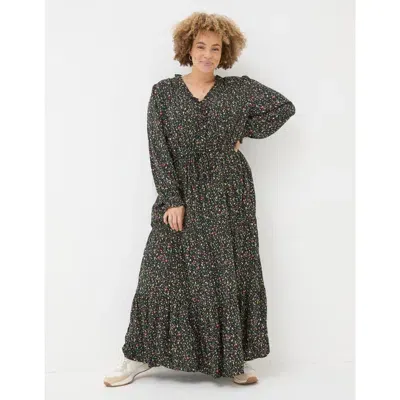 Fatface Plus Size Dahlia Ditsy Marks Maxi Dress In Black