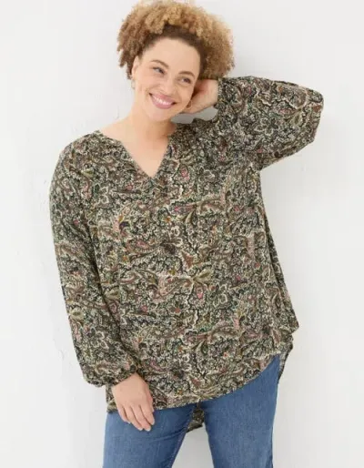 Fatface Plus Size Faye Wild Paisley Tunic In Ivory