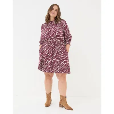 Fatface Plus Size Krishan Wild Terrain Jersey Dress In Dark Red