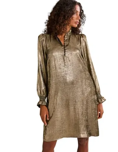 Fatface Silas Metallic Dress In Antique Gold