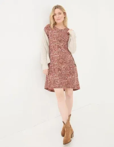 Fatface Simone Wild Paisley Jersey Dress In Dusky Pink