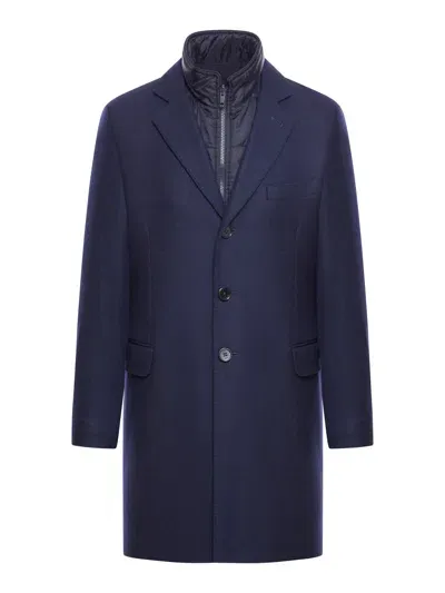 Fay Archive Double Coat In Wool And Cashmere In Blue