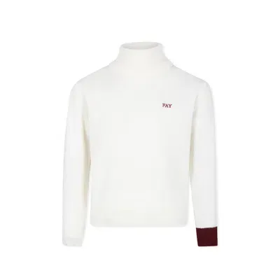 Fay Kids' Ivory Turtleneck For Boy With Logo In White