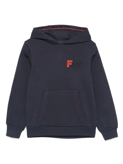 Fay Kids' Logo-embroidered Hoodie In Blue