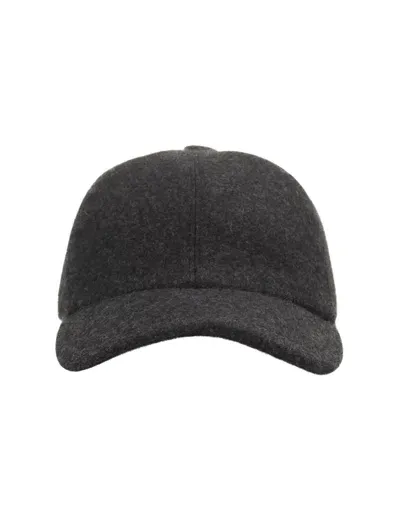 Fedeli Anthracite Cashmere Felt Baseball Hat In Grey