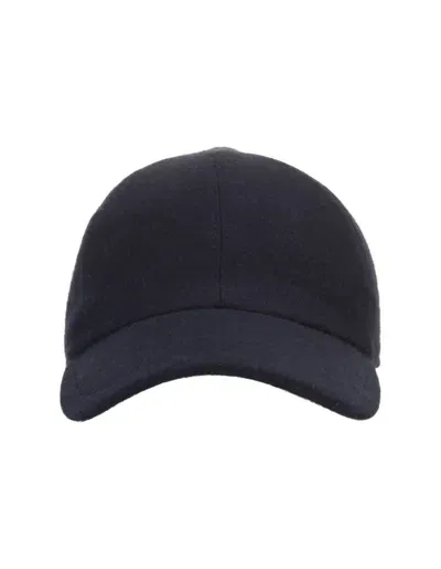 Fedeli Dark Blue Cashmere Felt Baseball Hat