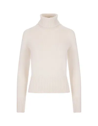 Fedeli Ice Cashmere Derby Turtleneck Sweater In White