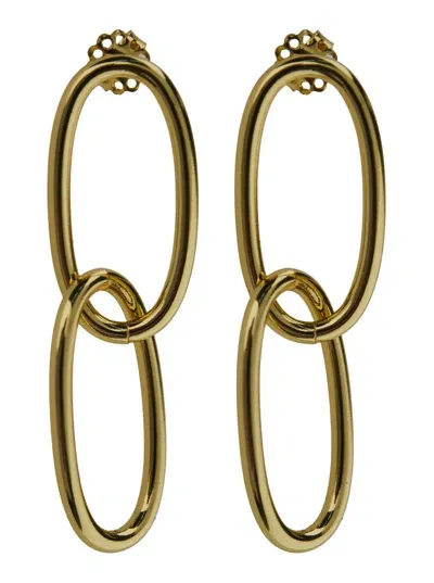 Federica Tosi New Bolt Earrings With Intertwined Hoops In 18k Gold Plated Brass Woman In Grey