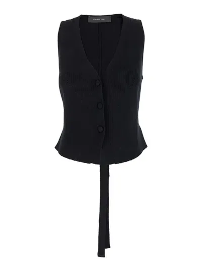 Federica Tosi Ribbed Viscose Gilet In Black