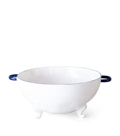 Feldspar Fine Bone China Cobalt Colander In White