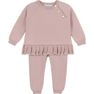 Feltman Brothers Babies'  Ruffle Hem Cotton Sweater & Pants Set In Mauve