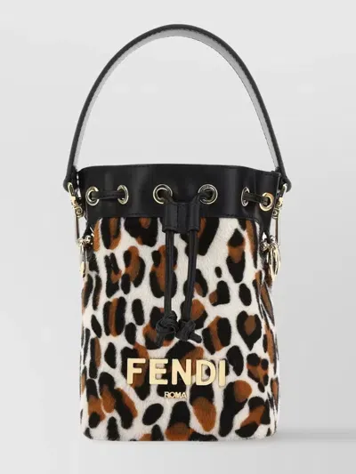 Fendi Printed Calf Hair And Leather Mini Mon Tresor Bucket Bag In Multicolor