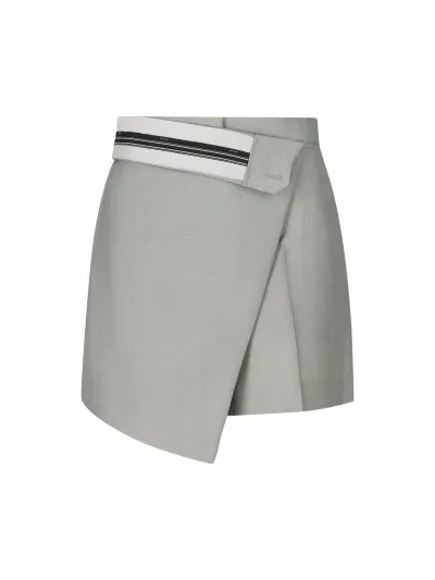 Fendi Asymmetrical Layered Shorts In Grey