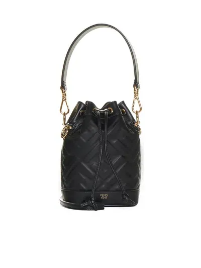 Fendi Mon Tresor Ff Leather Mini Bag In Black