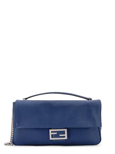 Fendi Baguette Chain Large Shoulder Bag In Blue