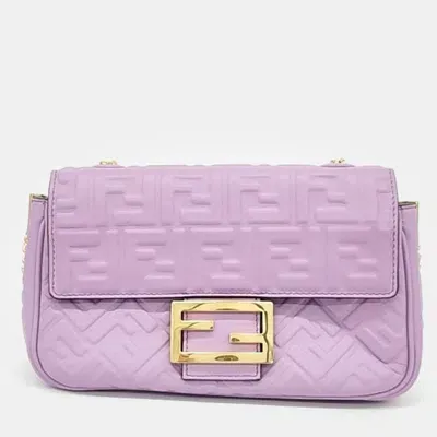 Pre-owned Fendi Baguette Chain Shoulder Bag In Purple